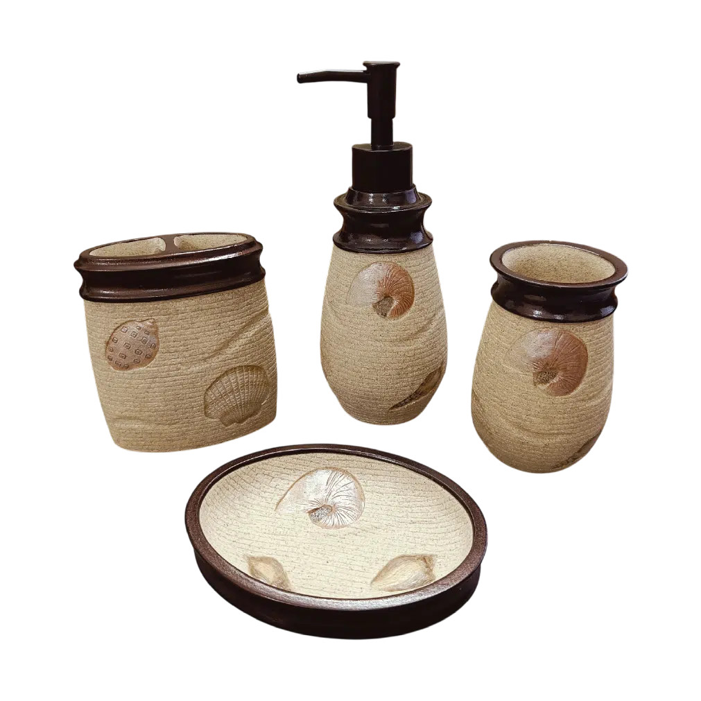 Premium Aqua Shell Bathroom Accessories Set