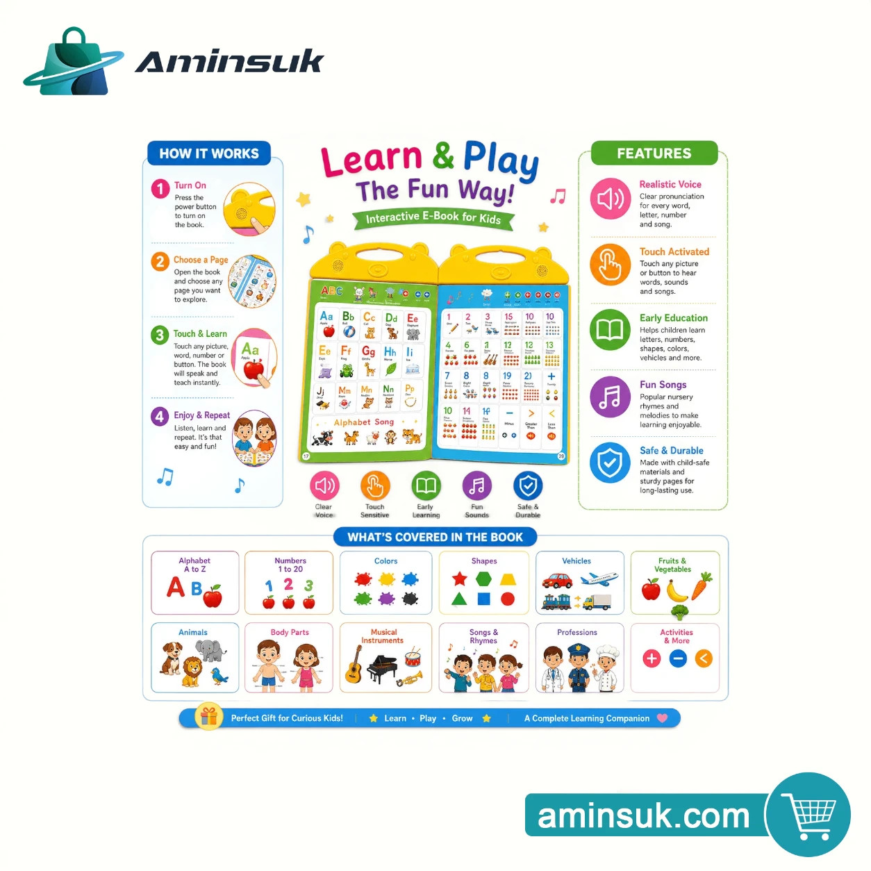 Interactive Talking English Learning Book for Kids | Educational Touch & Learn Audio Book thumbnail 3