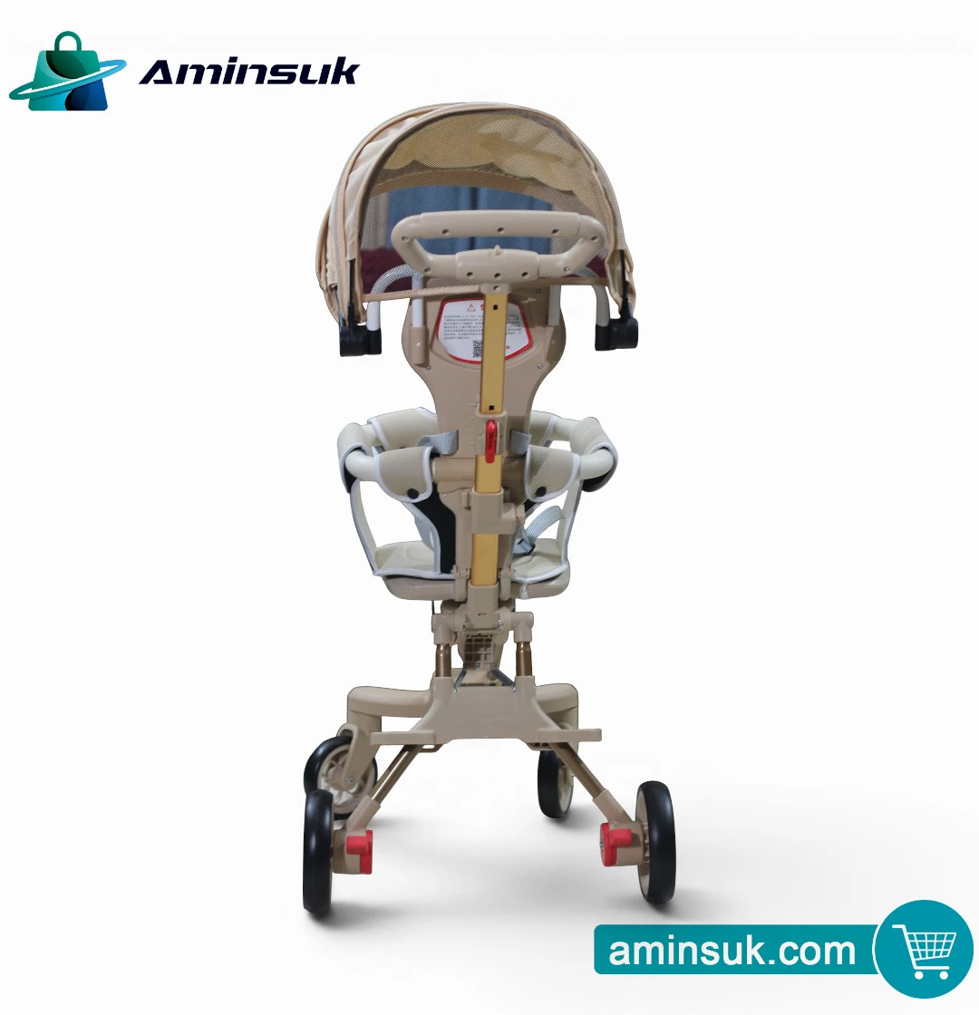 Premium Baby Stroller with Canopy Cream White | Baby Stroller Bangladesh thumbnail 3