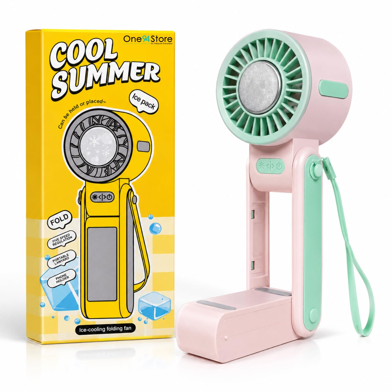 Ice Cooling Folding Fan – 180° Foldable Portable Mini Fan