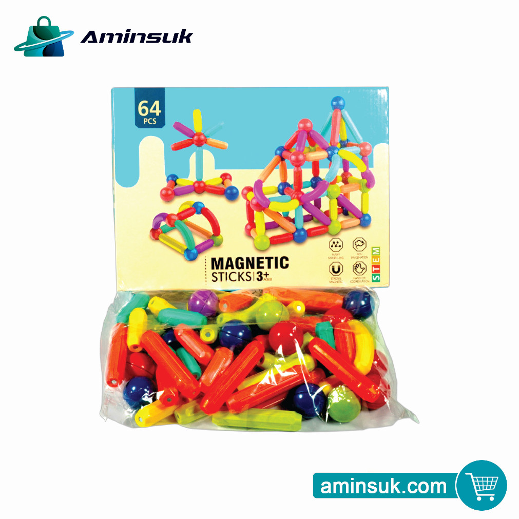 Magnetic Building Sticks Set (64 Pcs)
