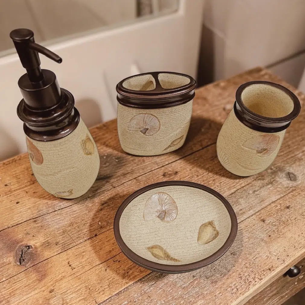 Premium Aqua Shell Bathroom Accessories Set