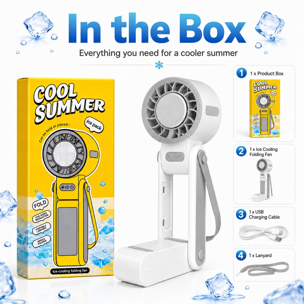Ice Cooling Folding Fan – 180° Foldable Portable Mini Fan thumbnail 14