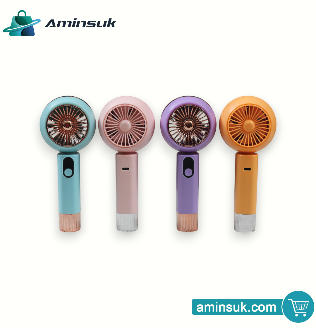 USB Rechargeable Portable Handheld Mini Fan | 3-Speed Cooling Fan with LED Light thumbnail 1