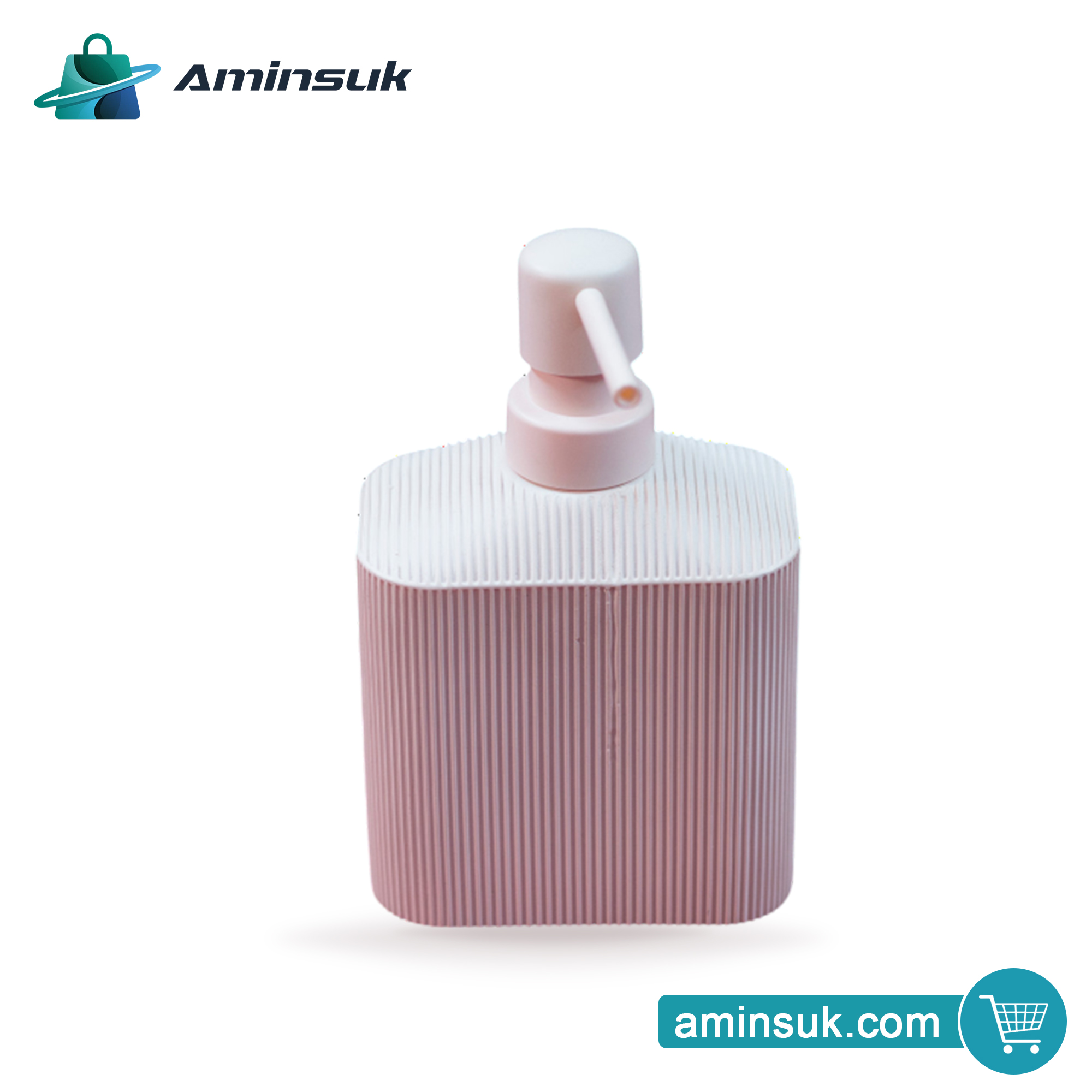 Ribbed Design Liquid Soap Dispenser – Pink & Black | thumbnail 1