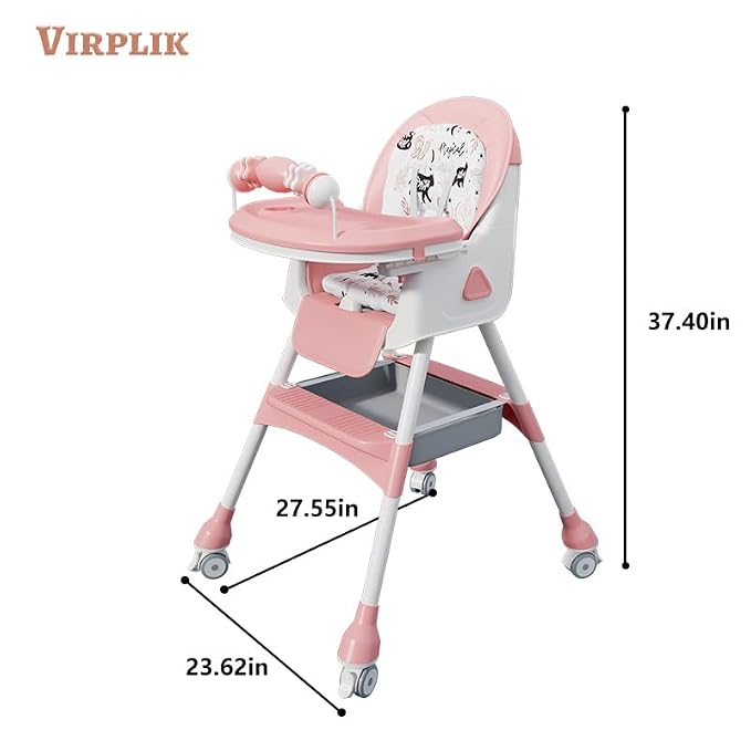 Premium Baby Dining High Chair with Safety Belt & Feeding Tray thumbnail 7