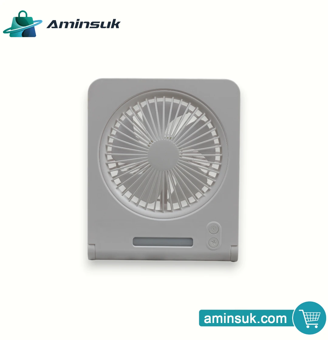 Folding Ultra-Thin Rechargeable Fan | LED Light Portable Table Fan thumbnail 1