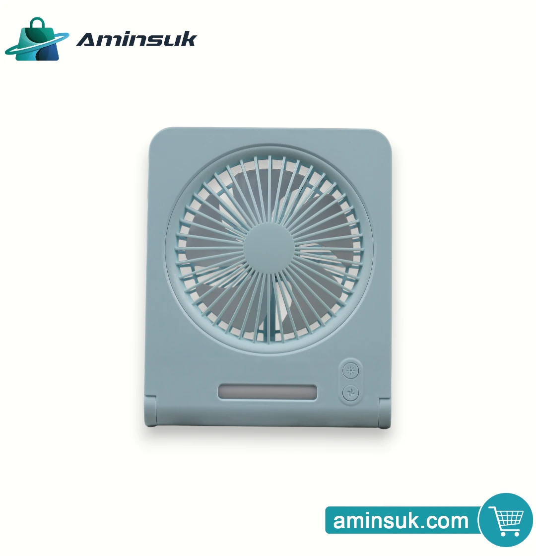 Folding Ultra-Thin Rechargeable Fan | LED Light Portable Table Fan thumbnail 4