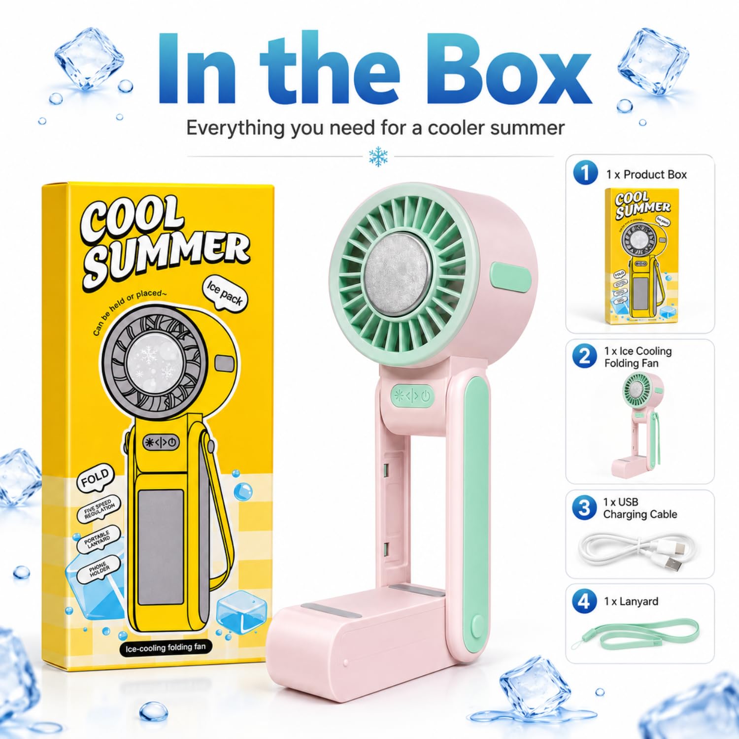 Ice Cooling Folding Fan – 180° Foldable Portable Mini Fan thumbnail 4