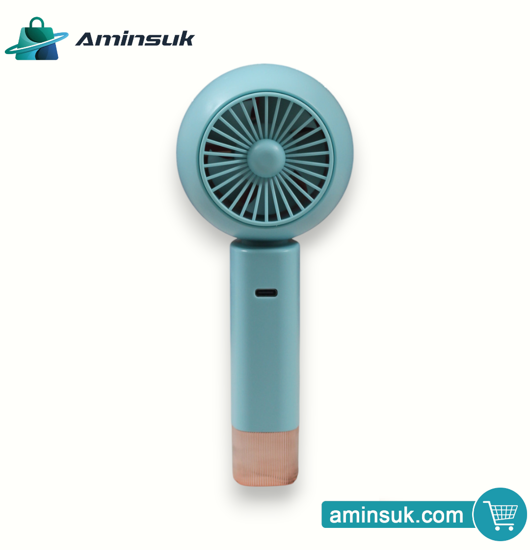 USB Rechargeable Portable Handheld Mini Fan | 3-Speed Cooling Fan with LED Light thumbnail 12