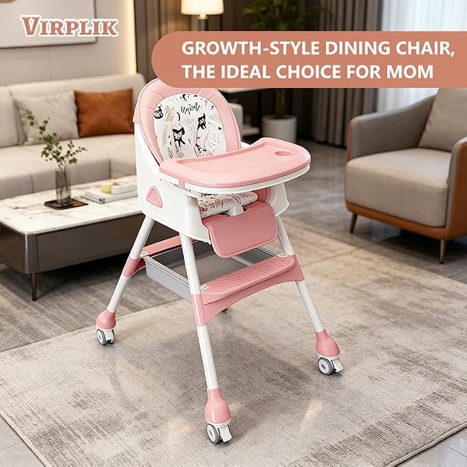 Premium Baby Dining High Chair with Safety Belt & Feeding Tray thumbnail 8