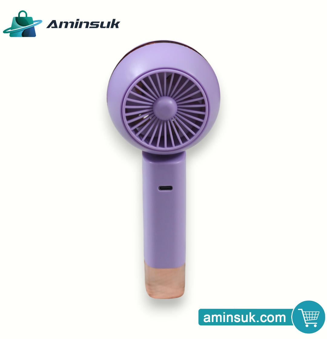 USB Rechargeable Portable Handheld Mini Fan | 3-Speed Cooling Fan with LED Light thumbnail 3