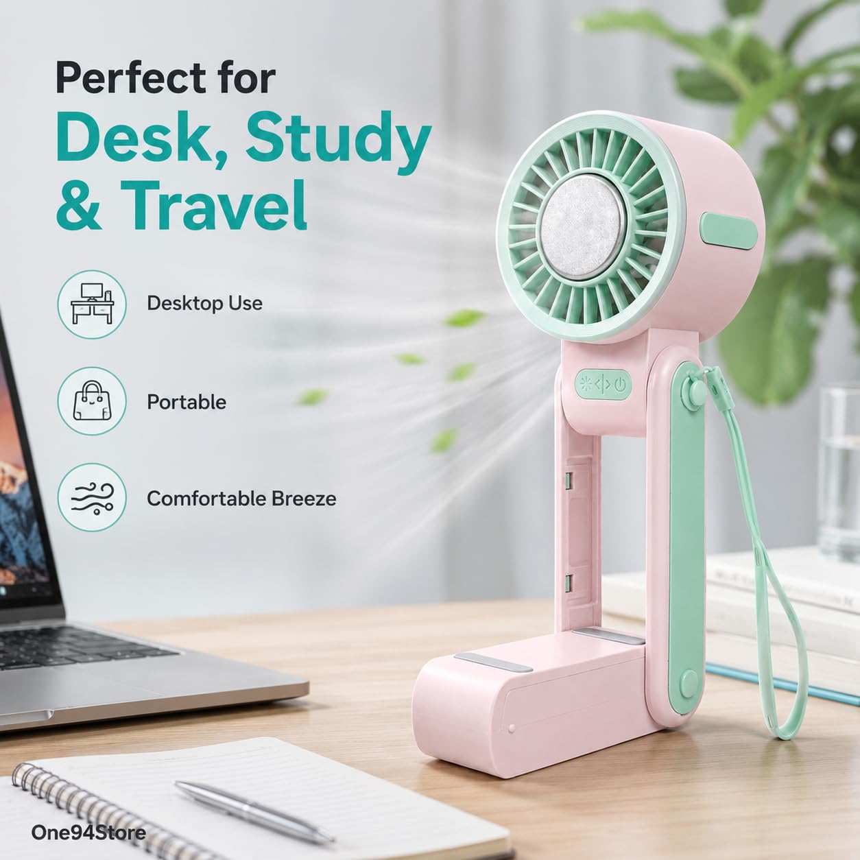 Ice Cooling Folding Fan – 180° Foldable Portable Mini Fan thumbnail 2