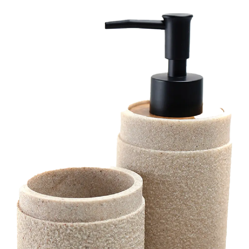 Beige Resin Bathroom Accessory Set – 3 Piece thumbnail 4