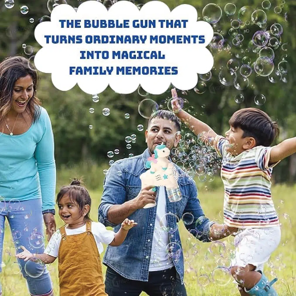 Unicorn Bubble Gun Machine for Kids – Automatic Light & Music Bubble Toy thumbnail 9