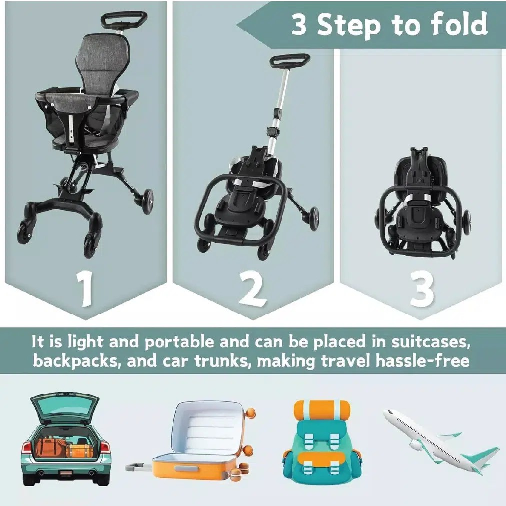 Ultra Lightweight Foldable Baby Stroller | Compact Travel Pushchair for 1–3 Years thumbnail 7