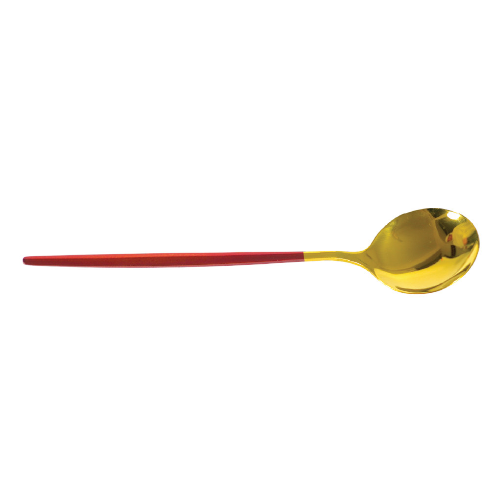 Royal Gold Red Handle Soup Spoon Set (6 Pieces) thumbnail 3