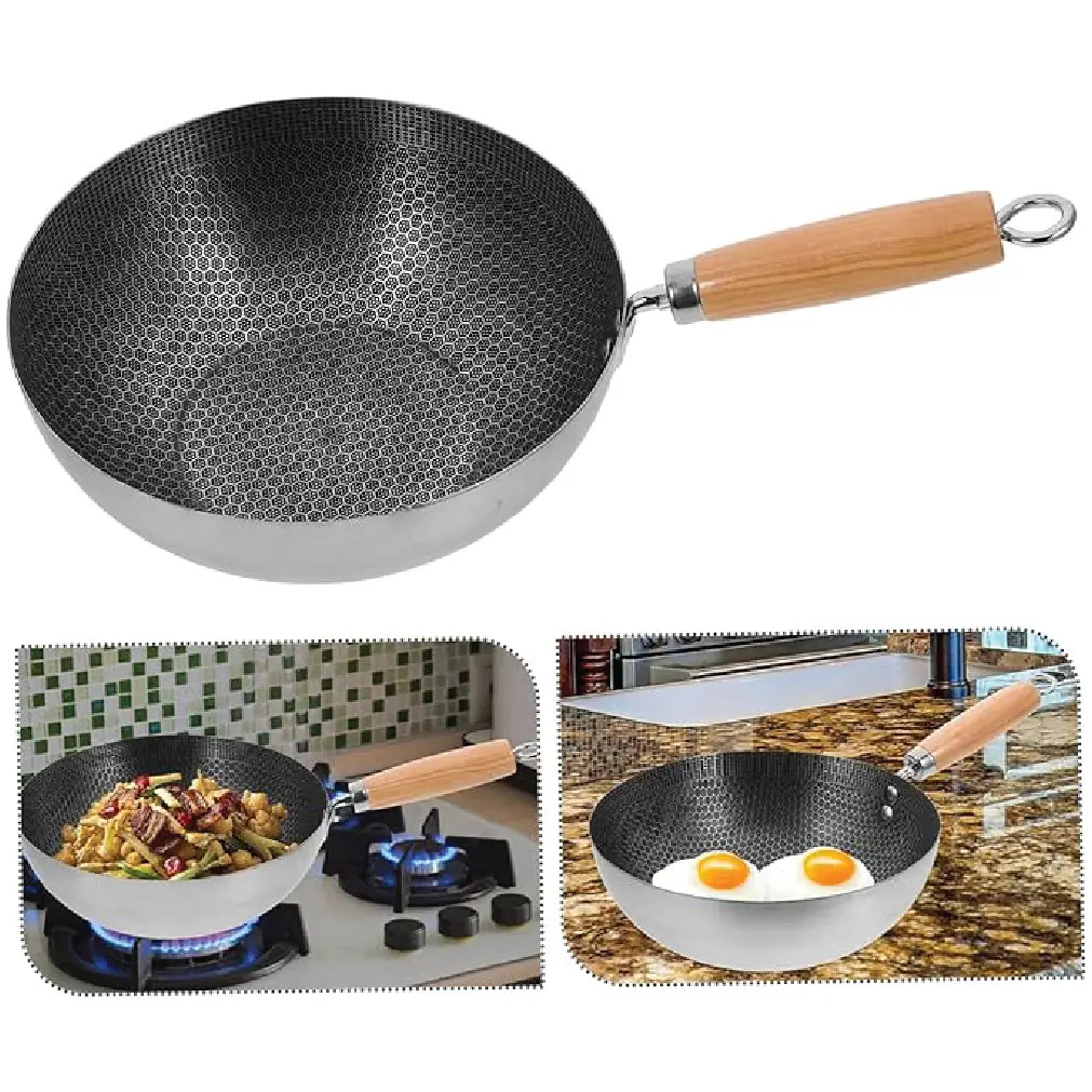 22cm Honeycomb Stainless Steel Non-Stick Frying Pan thumbnail 2