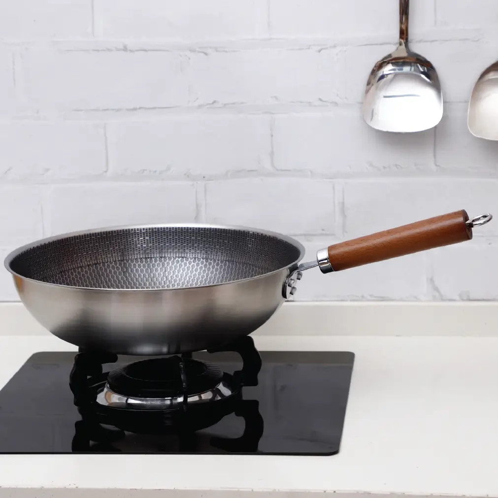 22cm Honeycomb Stainless Steel Non-Stick Frying Pan thumbnail 3