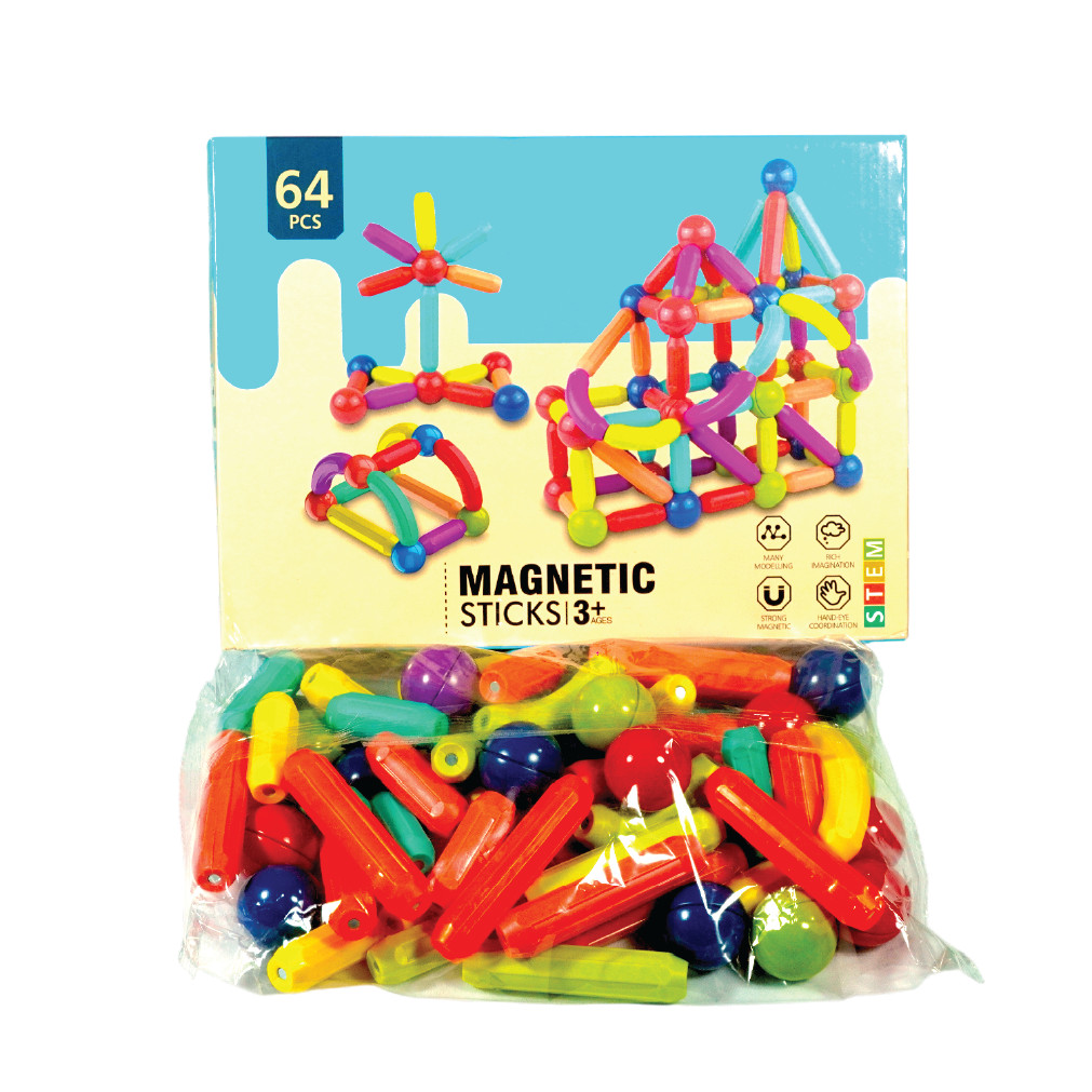 Magnetic Building Sticks Set (64 Pcs) thumbnail 1